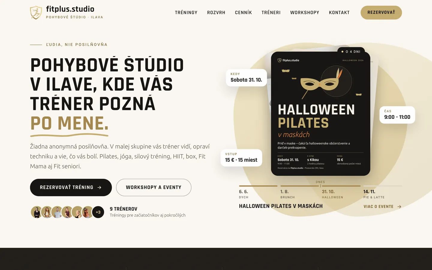 Úvodná stránka nového webu fitplus.studio na počítači a v mobile