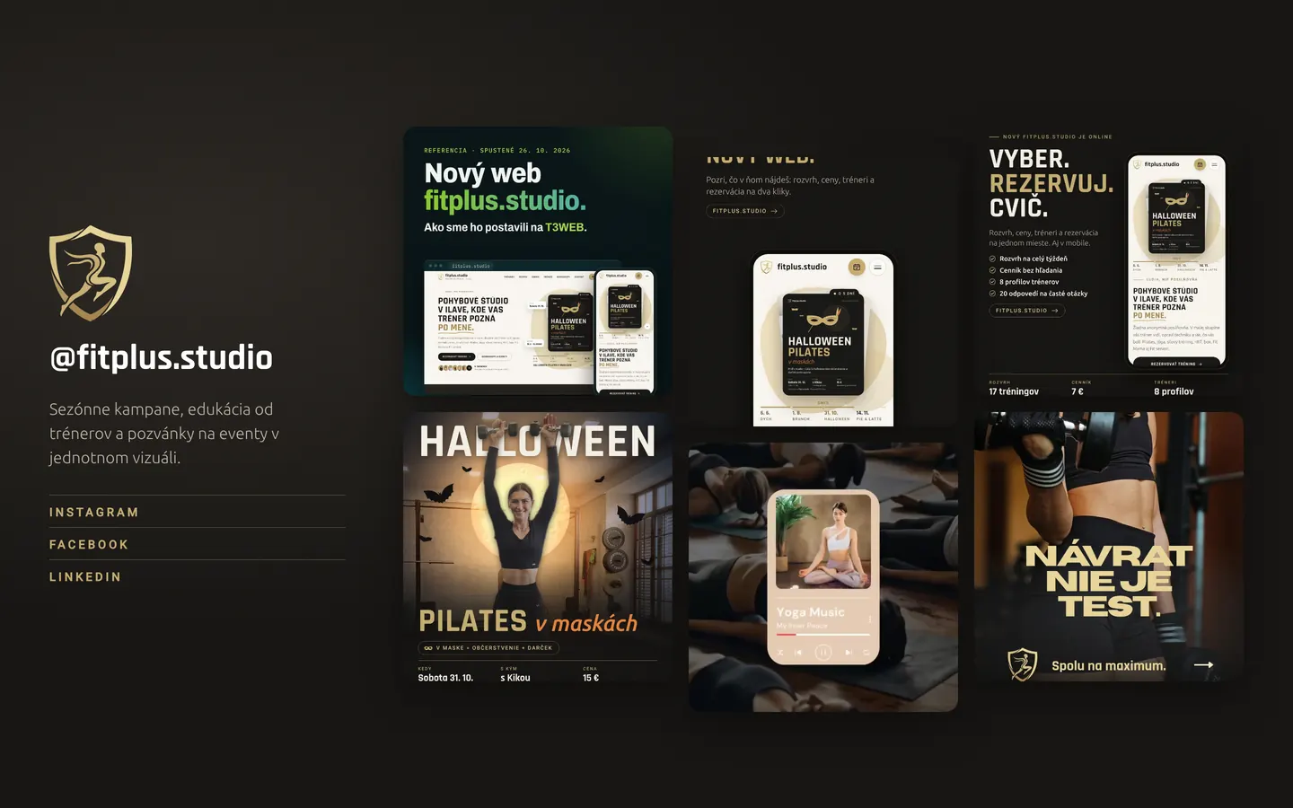 Ukážky príspevkov fitplus.studio na Instagrame